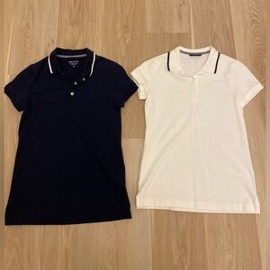Nautica Women's Polo Shirt Bundle  - Navy and White XS